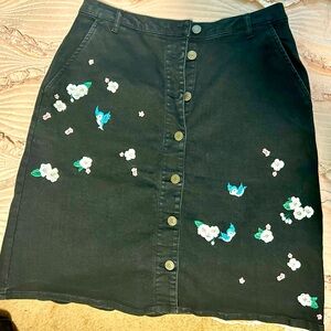 Cath Kidston Snow White denim skirt little birds size 12 Worn a couple times